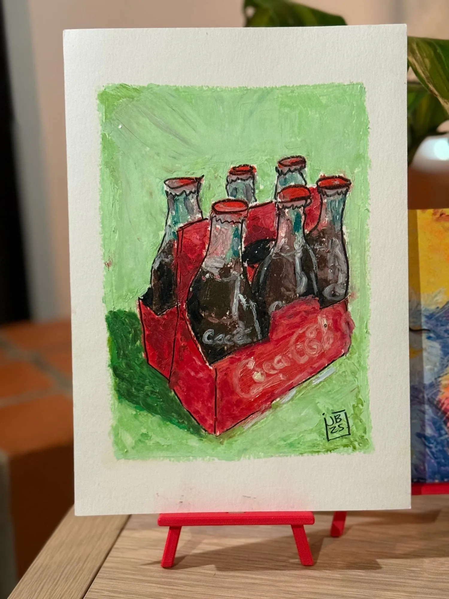 Six pack — la pieza en el caballete del estudio