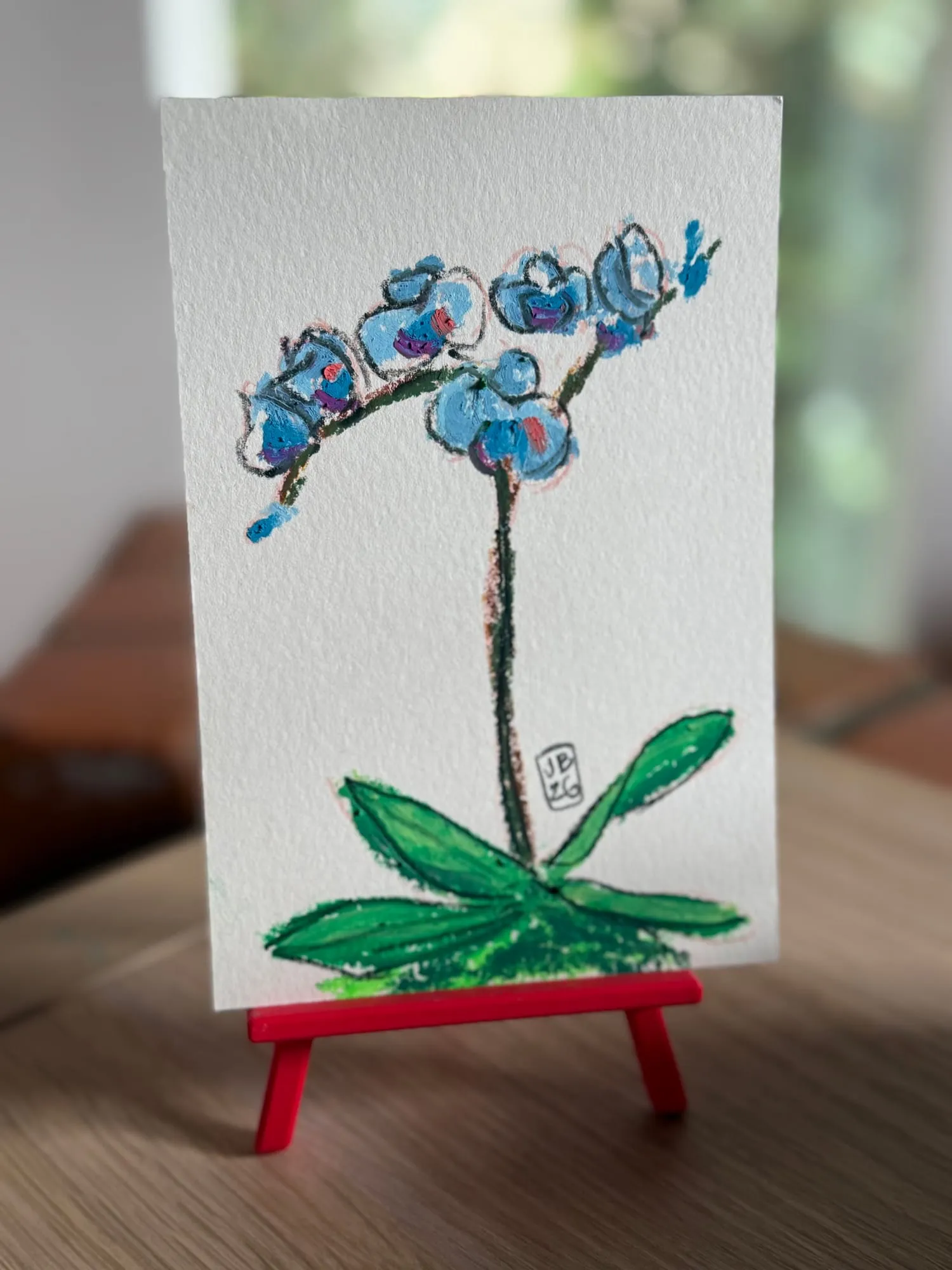 Blue Orchid — orquídea azul en óleo pastel