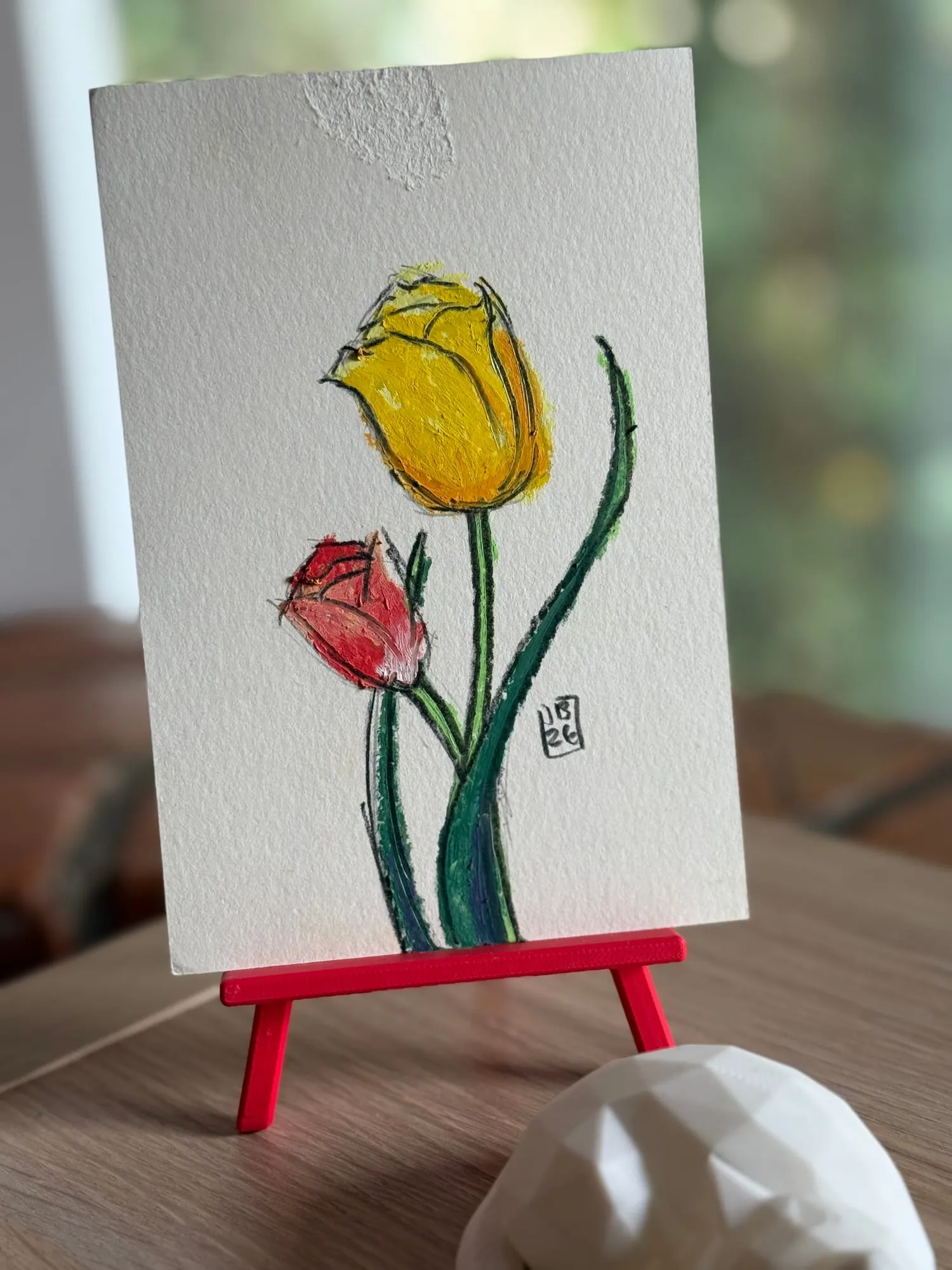 Tulipanes — óleo pastel